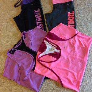 2 Sets of Nike athletic pants and tops